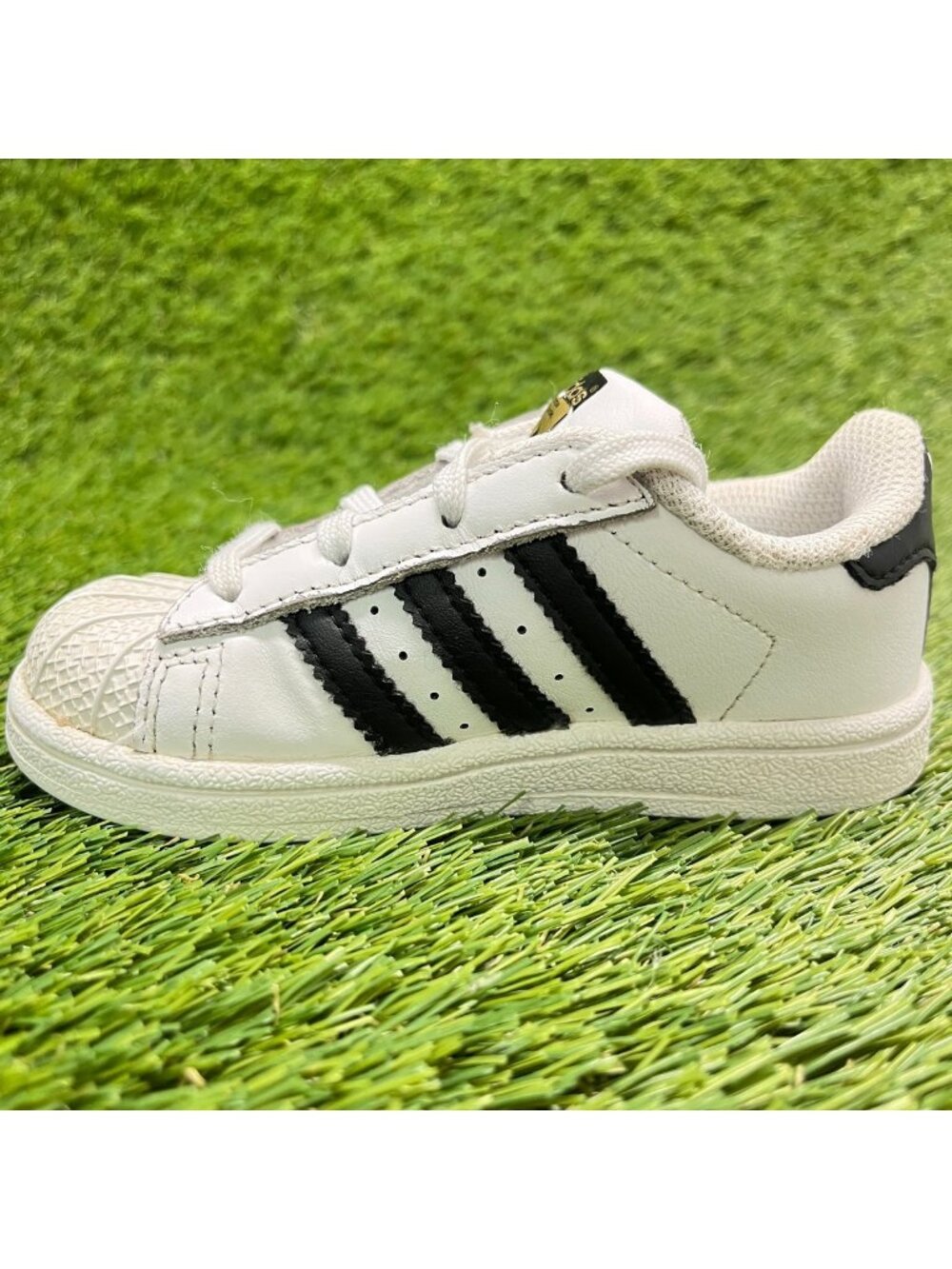 Adidas Superstar Toddler Size 7K White Black Athletic Leather Shoes‎ Sneakers